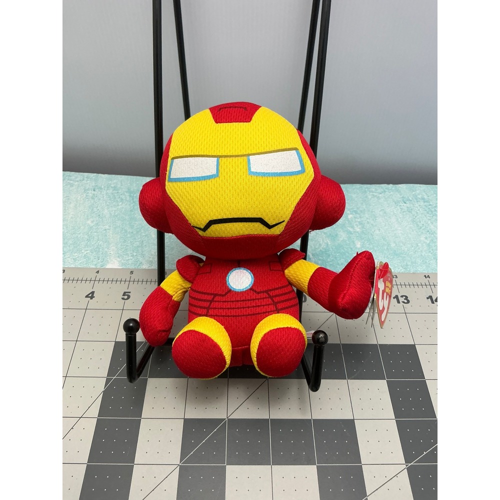 Ty Beanie Baby Marvel Iron Man Plush Red Yellow Superhero Collectible 6 inch
